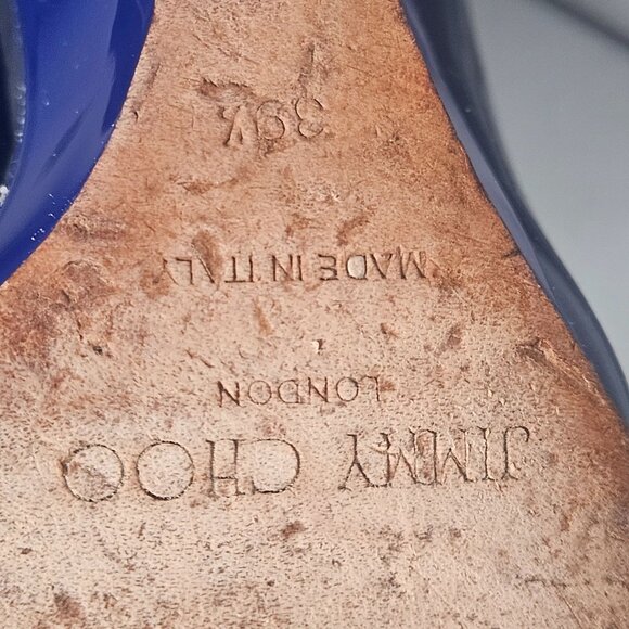 Jimmy Choo Womens Peep Toe Wedge Sandal Blue 39.5 QuietLuxury Old Money Minimali - Picture 13 of 15